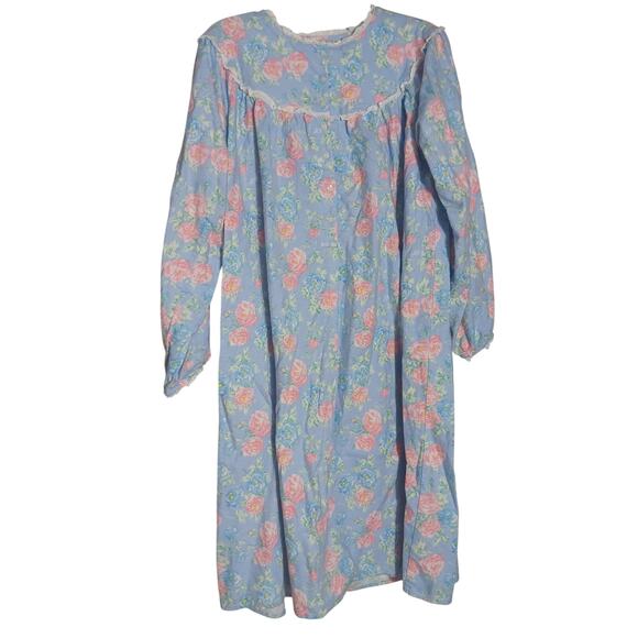 Lanz of Salzburg Nantucket Rose 100% Cotton Flannel Nightgown Medium - Picture 2 of 6